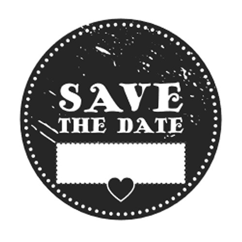 Houten handstempel stempelafdruk Woodies Save the Date